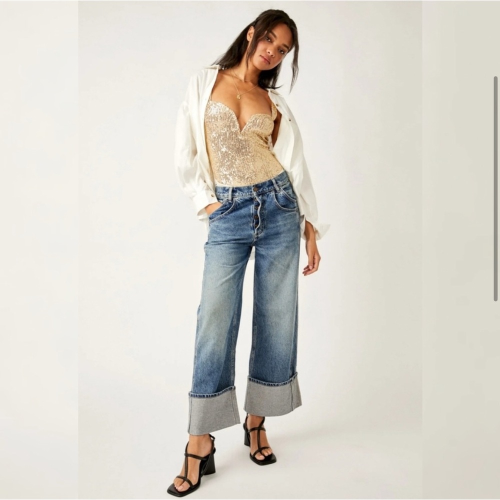 Free People Gold Bodysuit